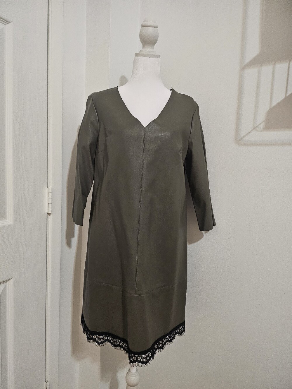 Vegan Leather Olive Green Dress RELISH